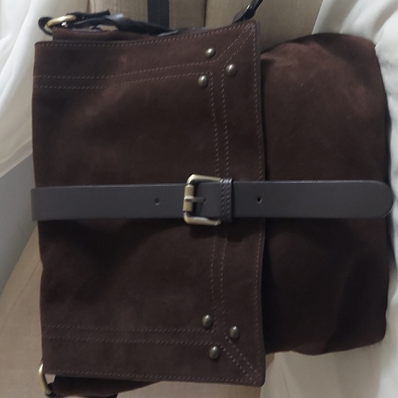 Garnet Hill Siena  Messenger Crossbody Leather Suede Bag Made in Italy - Picture 7 of 13